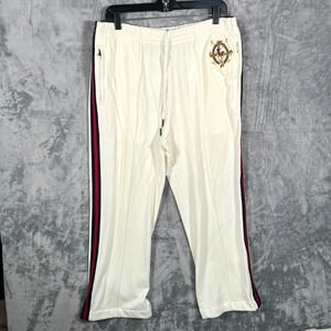 Polo Ralph Lauren Sweatpants Mens Large Beige White Crest Big Pony Wide Leg
